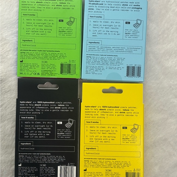 Bundle of 4 Hydro-Star Pimple Patches - Pink, Blue, Black, Yellow - Picture 2 of 2
